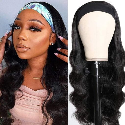 Headband Wig Human Hair Body Wave 16 Inch Glueless None Lace Front Wig Brazilian Virgin Hair Wear And Go Wigs For Women Black Women 150% Density Wigs MI1605930