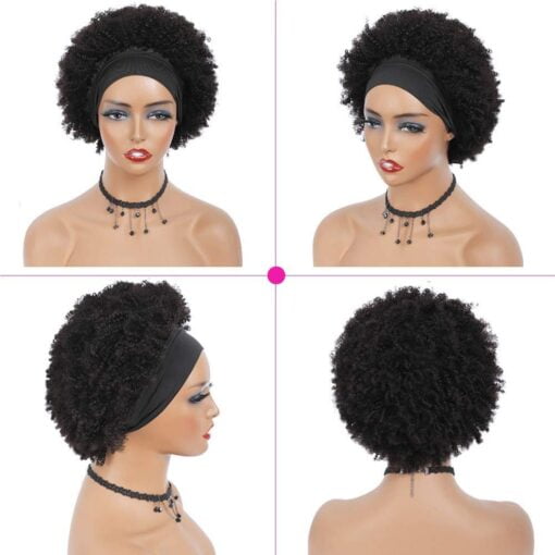 Headband Wig Human Hair Short Afro Kinky Curly Headband Wigs MI1610680