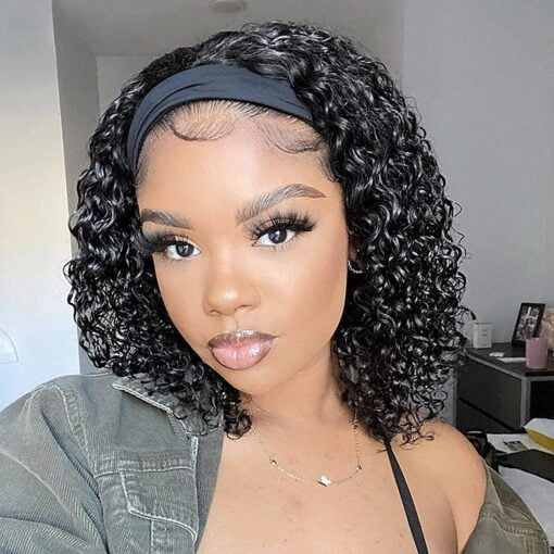 Headband Wig Water Wave Human Hair Wigs For Women Black Women MI1604170