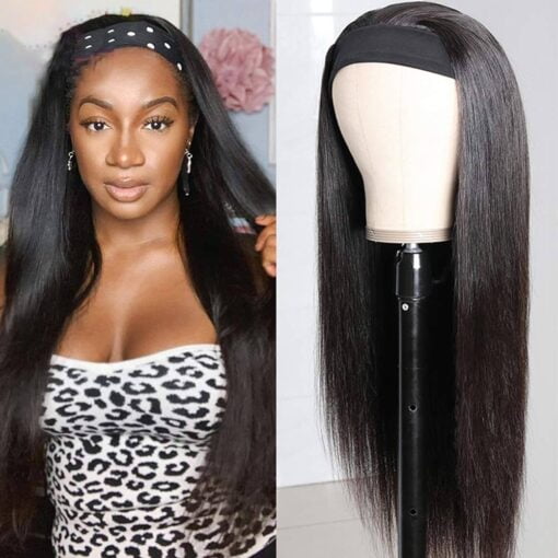 Headband Wigs For Women Black Women Human Hair Silky Straight Non Lace Front Wig For Women Black Women Wear And Go Wig 10A Brazilian Virgin Human Hair Wigs No MI1604245