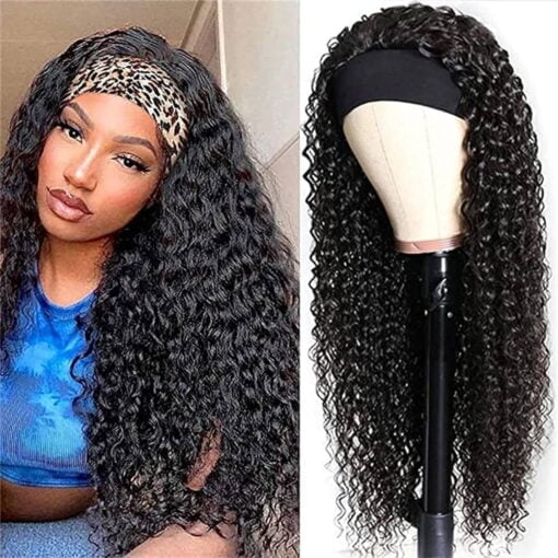 Headband Wigs Human Hair Deep Wave Wig Glueless MI1604691