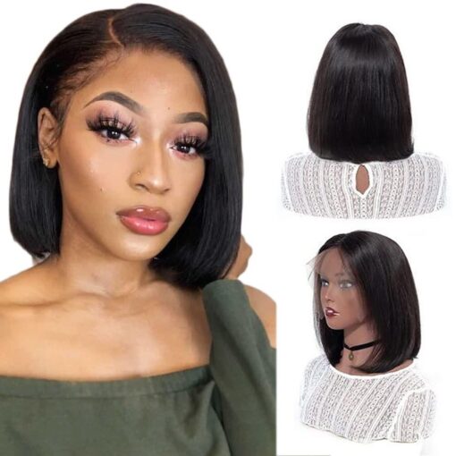 Hibaby Wig Short Straight Bob Wigs Human Hair Lace Front MI1602731