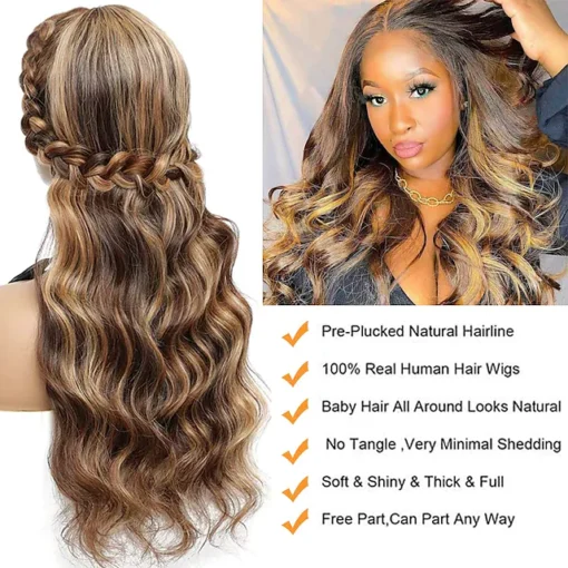 Highlight Ombre Honey Blonde & Brown Lace Frontal Wig 250 MI1611536