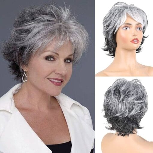 Hominy Short Gray Wigs For Women White Women Pixie MI1610491