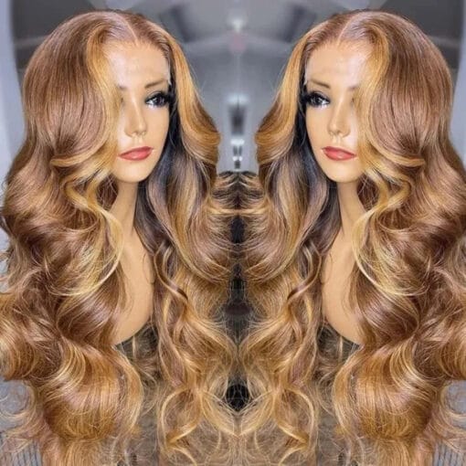 Honey Blonde Caramel Balayage Highlight Body Wave 13X4 Lace MI1611676