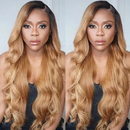 Honey Blonde Lace Front Wigs Synthetic Ombre Wigs Black MI1610933