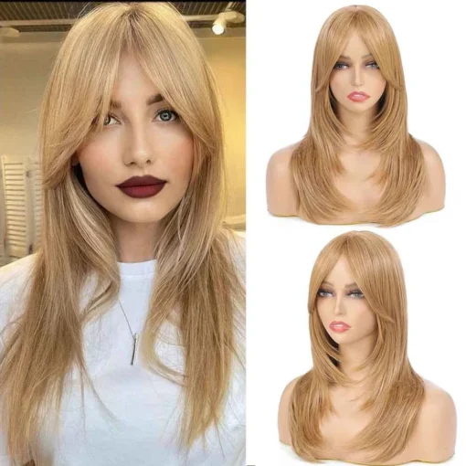 Honey Blonde Wigs For Women Women 20 Inches Natural Wave Layered MI1610936