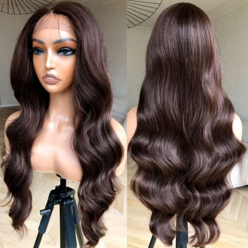 Human Hair Blend Wig Lace Front Long Wavy Synthetic MI1611262