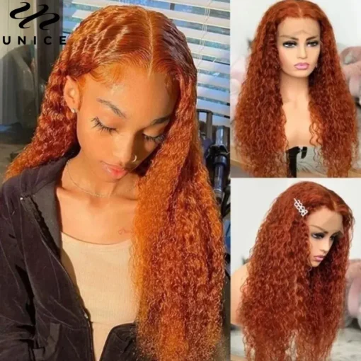 Indian Ginger Orange Lace Front Wigs Human Hair Curly Virgin Hair Wigs For Women Women MI1604782