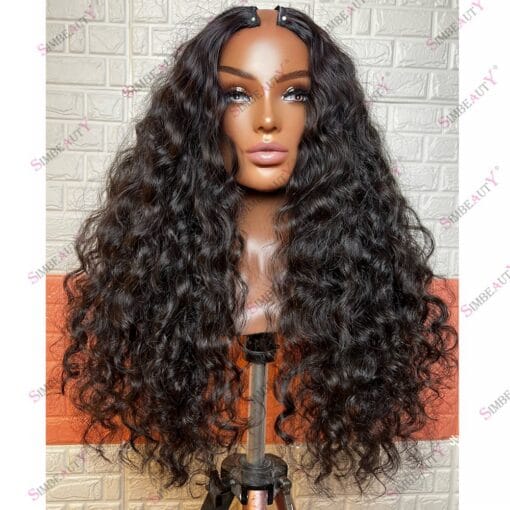 Indian Raw Wavy Hair 200 Density Glueless U Part Wigs For Women MI1607350