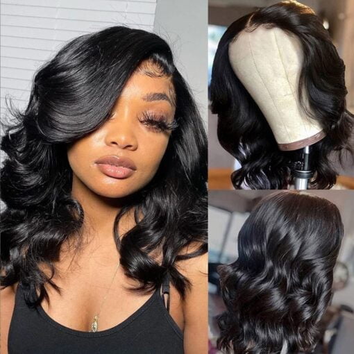 Isee Human Hair Wigs Body Wave 14 Inch 10A Brazilian Hair Wig 180% Density 13X4 Lace Frontal Wig For Women Women Pre Plucked With Baby Hair Natural Hairline MI1604670