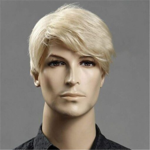 Jywigs Male Wig Blond Short Hair For Women Men Side Swept Bangs MI1610732