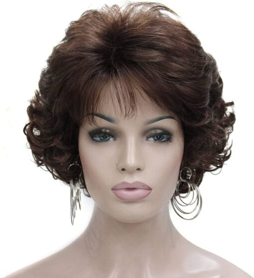 Kalyss Dark Brown Short Curly Wavy Wig With Hair MI1610814