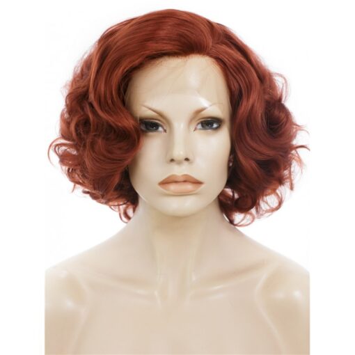 Kanekalon Lace Front Wig. Curly Short Red Wig MI1610628