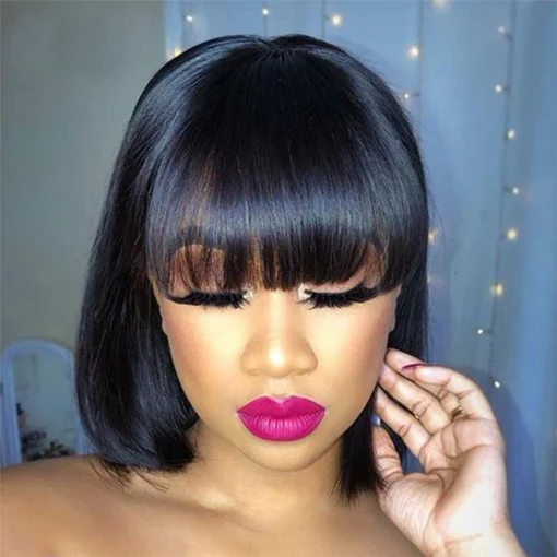 Kbeth Human Hair Wig With Bangs For Women Black Women 2021 Fashion MI1604531