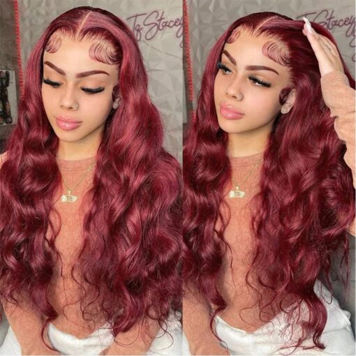 Ketanao Burgundy Lace Front Wigs Human Hair With Baby Hair MI1610830