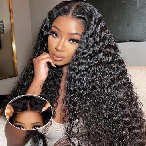 Kinky Curly Glueless Wig Brazilian Human Hair Ready To Wear 5X5 Hd Lace Closure Human Hair Wig For Women Women Pre Cut Pre Plucked MI1604978