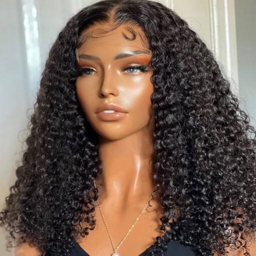 Kinky Curly Lace Front Wigs Human Hair 13X4 Hd Transparent Lace Front Wigs Pre Plucked 180% Density Wet And Wavy Human Hair Wig For Women Black Women 10A MI1603713