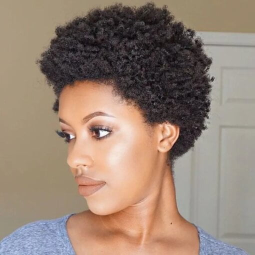 Kinky Curly Pixie Cut Human Hair Wigs For Women Black Women MI1602406