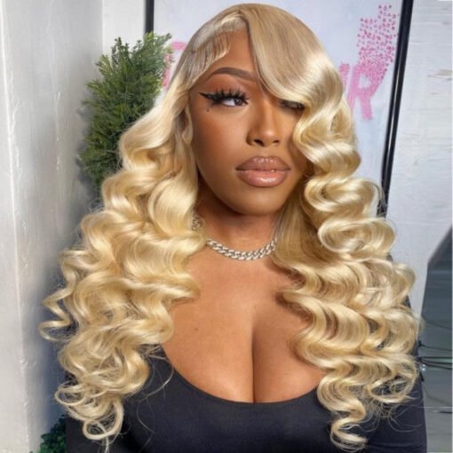 Klaiyi 613 Honey Blonde Lace Frontal Wig Loose Deep Wave MI1610404