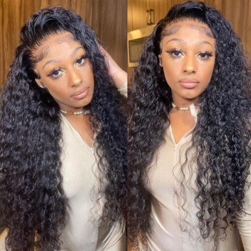 Kriyya Deep Wave Human Hair Wig 13X6 Transparent Lace MI1602900