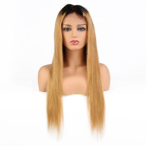 Lace Front Human Hair Wigs With Baby Hair Ombre 1B/27 MI1608565