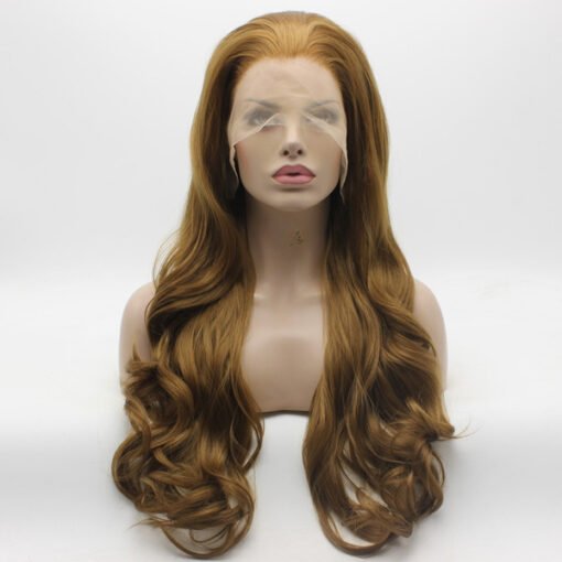 Lace Front Synthetic Wig Wavy Long 26Inch Honey Blonde Wig MI1610942