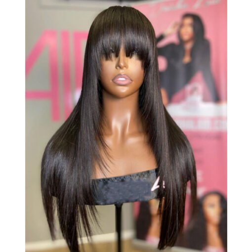 Lace Front Wigs Layered Haircut With Bangs,Indian Remy Human MI1610877