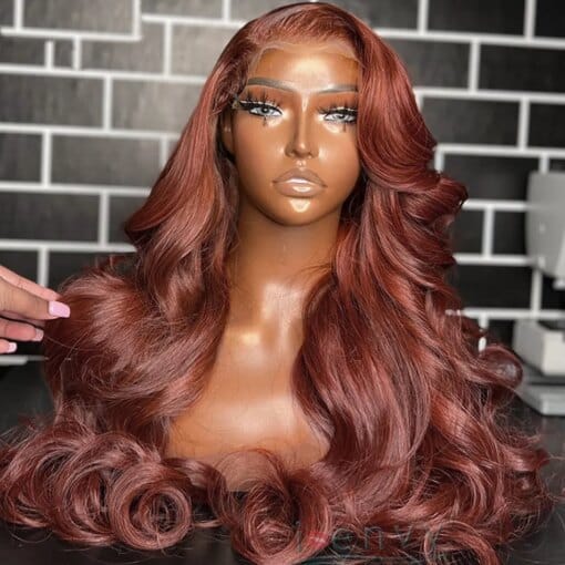 Lace Frontal Wig: 180% Density Brown Hair, Body Wave, Hd MI1606205