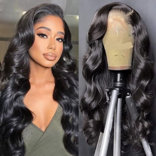 Larhali Hair 13X6 Hd Transparent Lace Front Wigs Brazilian Body Wave Human Hair Wigs For Women Black Women 180% Density Pre Plucked With Baby Hair Natural MI1603706