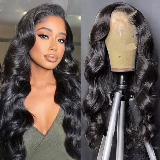 Larhali Hair 13X6 Hd Transparent Lace Front Wigs Brazilian Body Wave Human Hair Wigs For Women Black Women 180% Density Pre Plucked With Baby Hair Natural MI1611742