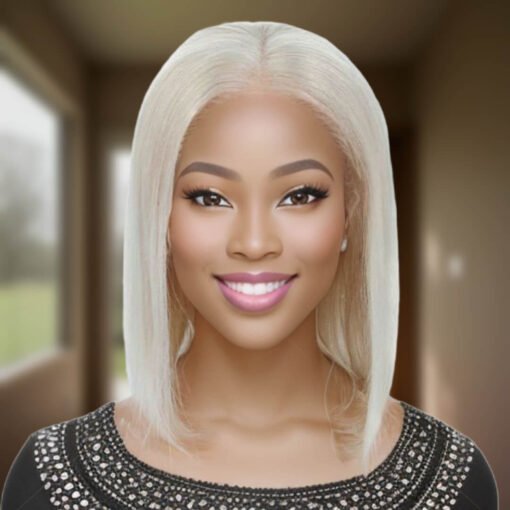 Lavonne Amazing Human Hair Platinum Blonde Bob Wig With Lace MI1610364