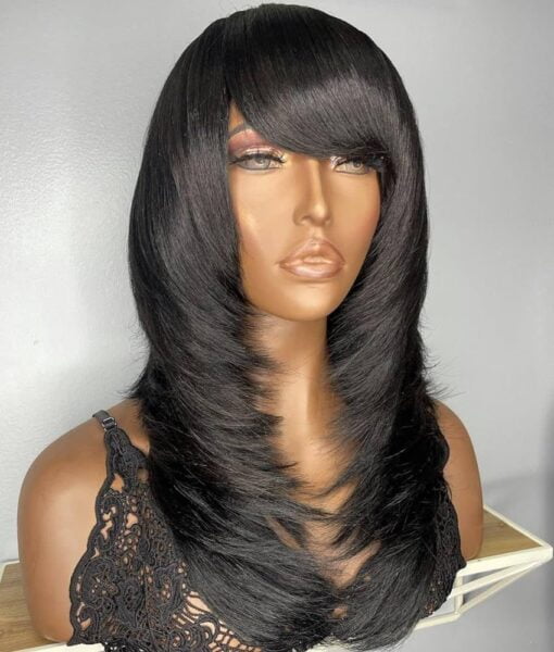 Layered Wig Human Hair With Bangs Scalp Top Bob MI1604090