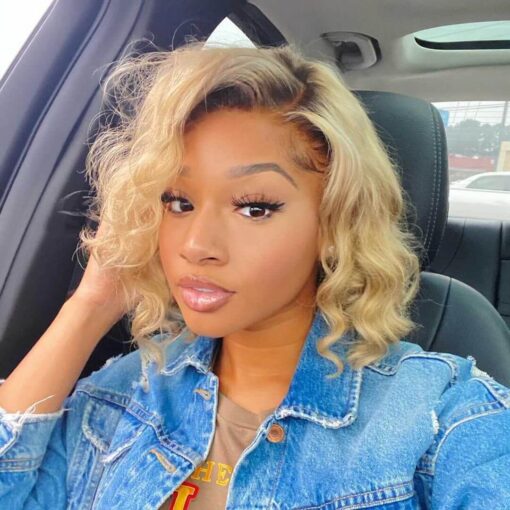 Light Dirty Root Blonde Wavy Bob Wig – Shelahair MI1606001