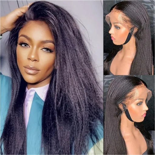 Light Yaki Straight 13X4 Lace Front Wig Human Hair 4X4 Lace Closure Wig Glueless MI1604280