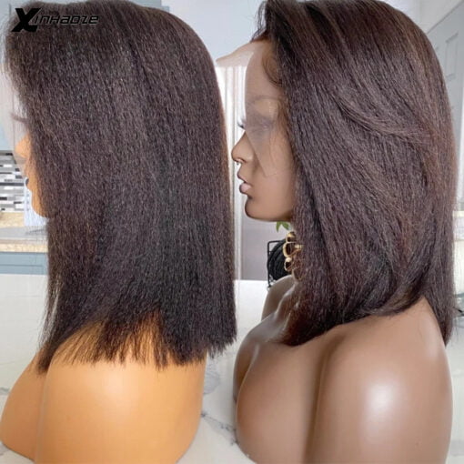 Light Yaki Straight Bob Wig 5X5 Silk Base Wig Mongolian Yaki Straight Short Wigs For Women Women 13X4 Transparent Lace Human Hair Wigs MI1604283