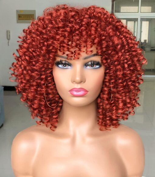 Lizzy Short Curly Afro Wigs With Bangs For Women Black Women MI1610272