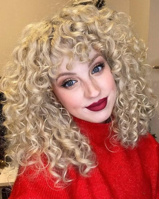 Lonai Short Blonde Curly Wig With Bangs For Women Women Ash Blonde Wigs With Bangs Wig006 Curly Synthetic Wig For Women Daily Use Party Cosplay Ash Blonde MI1611899