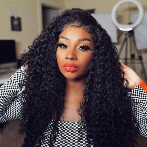 Long Afro Curly T Lace Front Wigs 100% Remy Human Hair Wig MI1602479