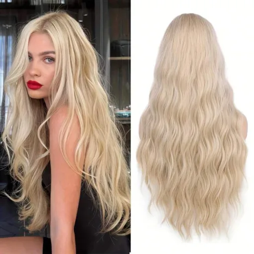 Long Blonde Wavy Wig 28 Inch Natural Wavy 613 Wig Long MI1603366