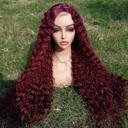 Long Curly Wig Ombre Burgundy Synthetic Lace Wig For Women Black Women 99J Wine Red Wigs Heat Resistant Fiber Natural Party Costume MI1605646