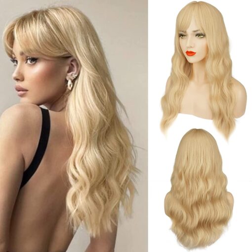 Long Fluffy Wavy Wig With Bangs For Women Women Curly Wig MI1603370