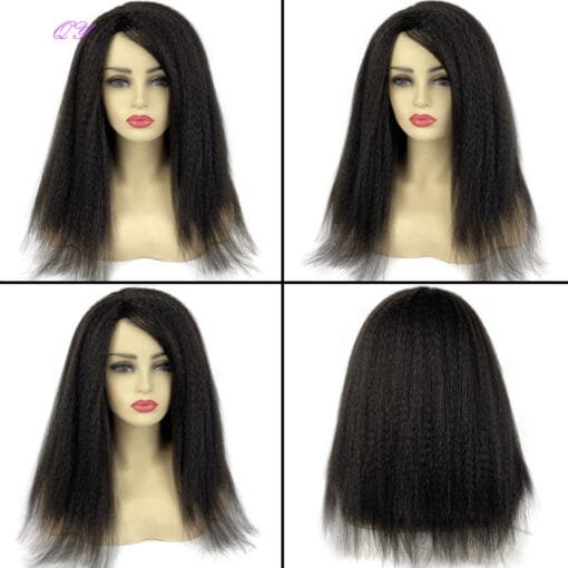 Long Kinky Straight Synthetic Wigs Black Roots Ombre Brown Blonde Wigs For Women Women High Quality Fluffy Soft Wig MI1608164