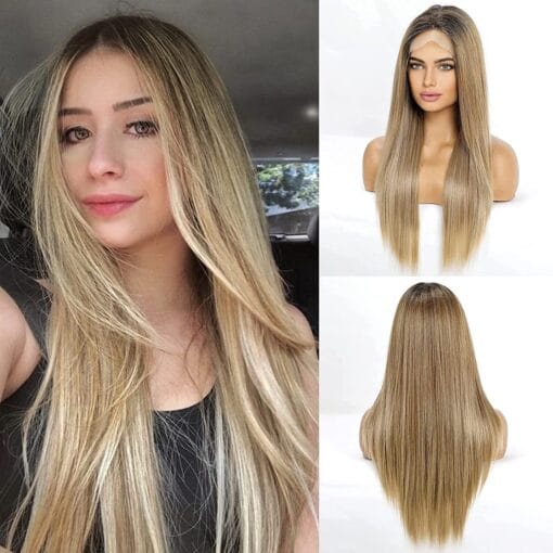 Long Straight Hair Wigs Lace Front Wig For Women Women Ombre MI1611542