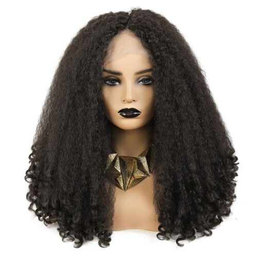 Long Synthetic Lace Front Wig Middle Part Afro Kinky Curly MI1603457