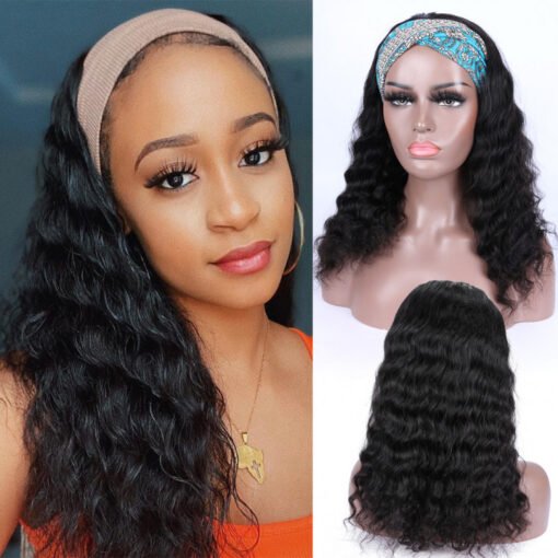 Loose Deep Wave Hand Band Wigs Human Hair Half Wigs MI1603976