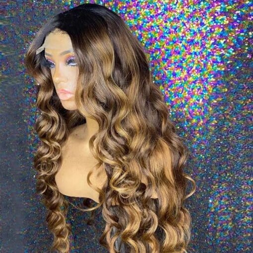 Loose Deep Wave Ombre Honey Blonde 4X4 Lace Closure Wig 24 MI1611689