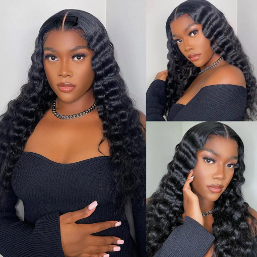 Loose Deep Wave Wig Pre Plucked Glueless Lace Front Human MI1605927