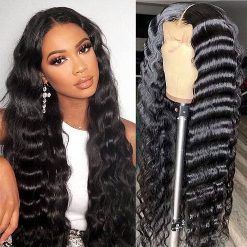 Loose Wave Lace Front Wigs Human Hair 13X4 Hd Transparent Loose Deep Wave Human Hair Lace Front Wigs For Women Black Women 180% Density Glueless Wigs Human MI1605056