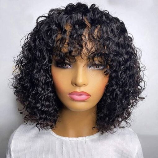 Luvme Hair 10Inch Short Curly Wigs With Bangs Water Wave Bob MI1603582